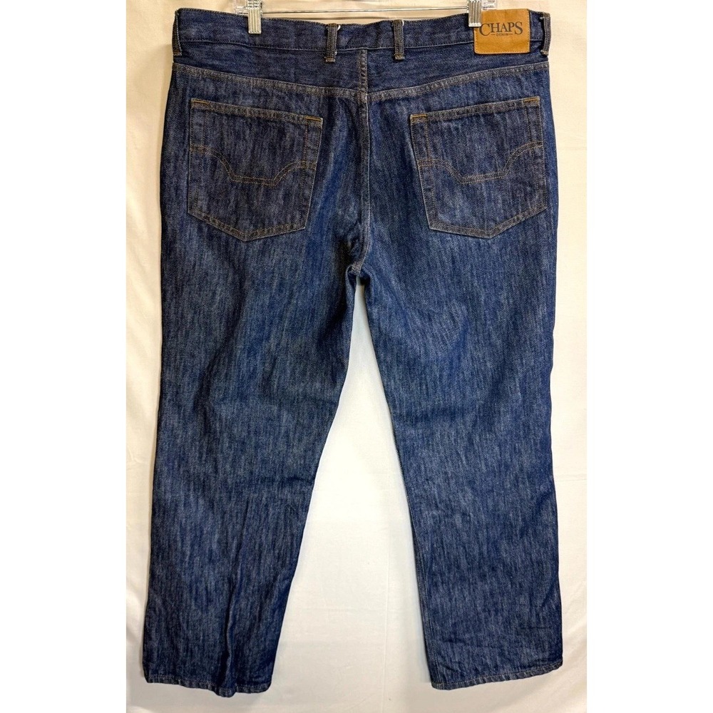 Chaps Jeans Mens 40x30 Blue Denim Cotton Dark Wash Relaxed Tapered Leg Casual